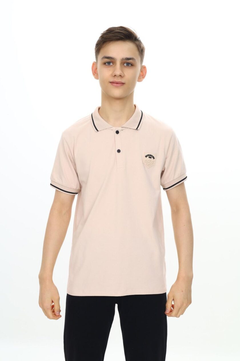 T-shirt polo dla chłopca z naszywką-4704