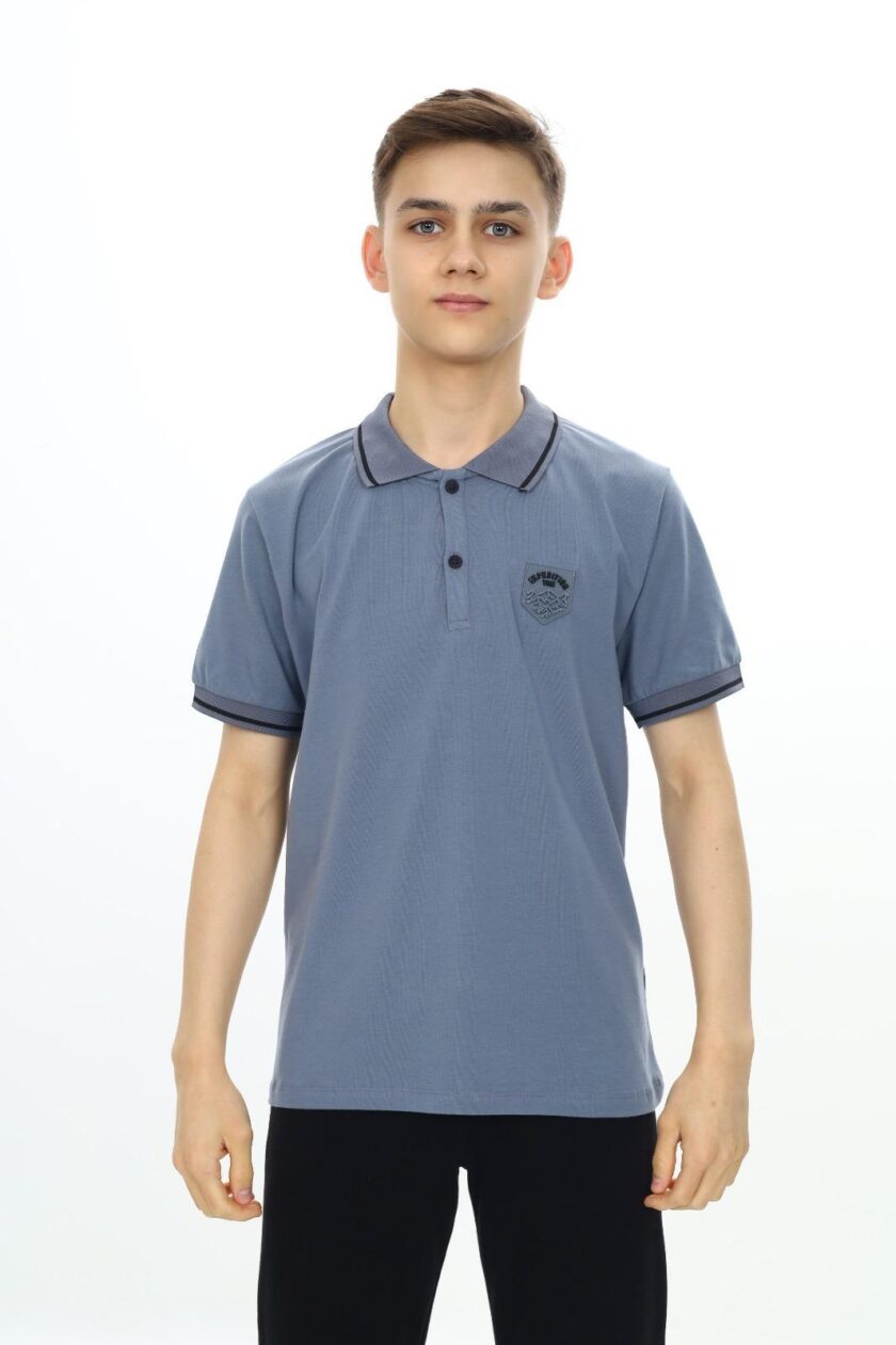 T-shirt polo dla chłopca z naszywką-4704