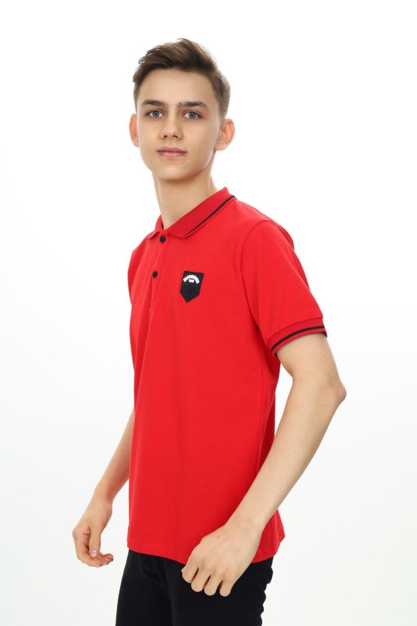 T-shirt polo dla chłopca z naszywką-4704 - obrazek 4