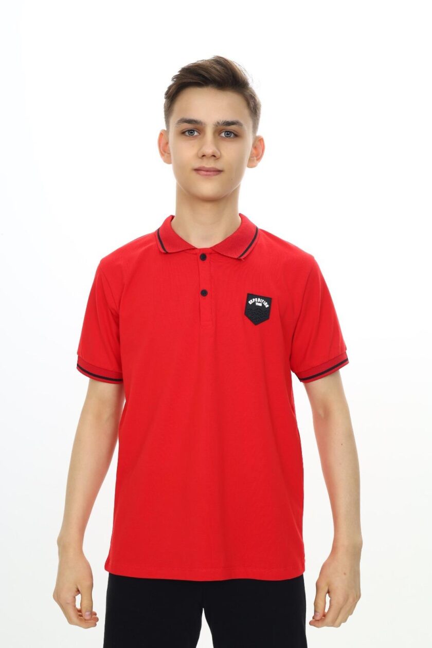 T-shirt polo dla chłopca z naszywką-4704