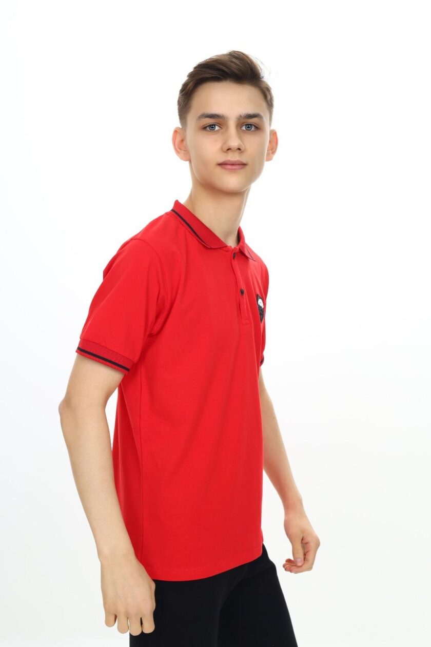 T-shirt polo dla chłopca z naszywką-4704 - obrazek 2