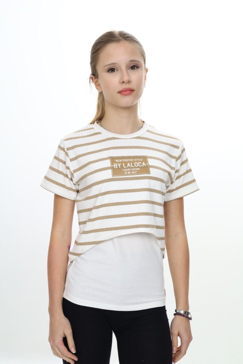 T-shirt dla dziewczynki dwa w jednym z topem-8996