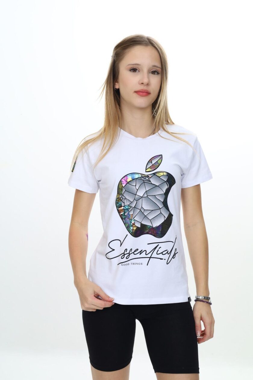 T-shirt dla dziewczynki z holograficznym nadrukiem-8985