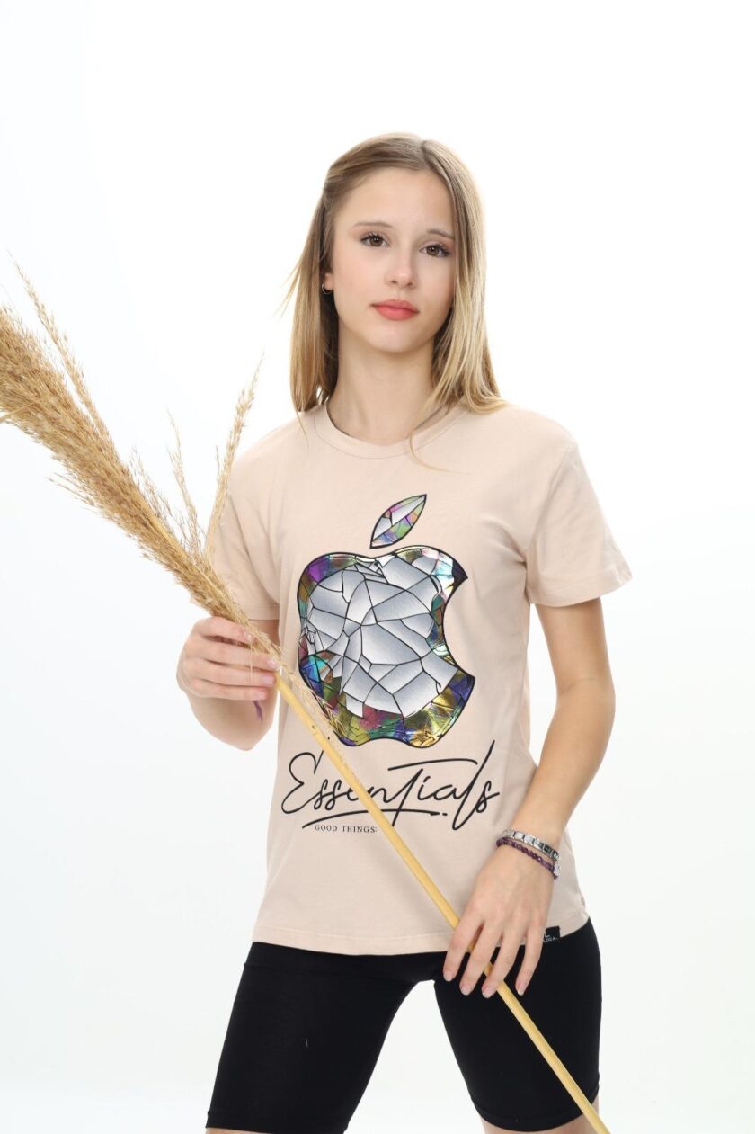 T-shirt dla dziewczynki z holograficznym nadrukiem-8985