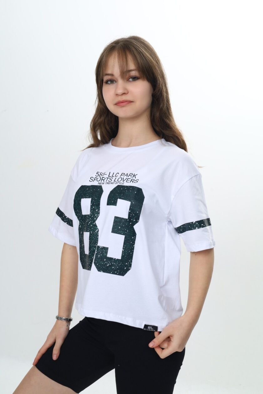 T-shirt dla dziewczynki z nadrukiem-9015 - obrazek 2