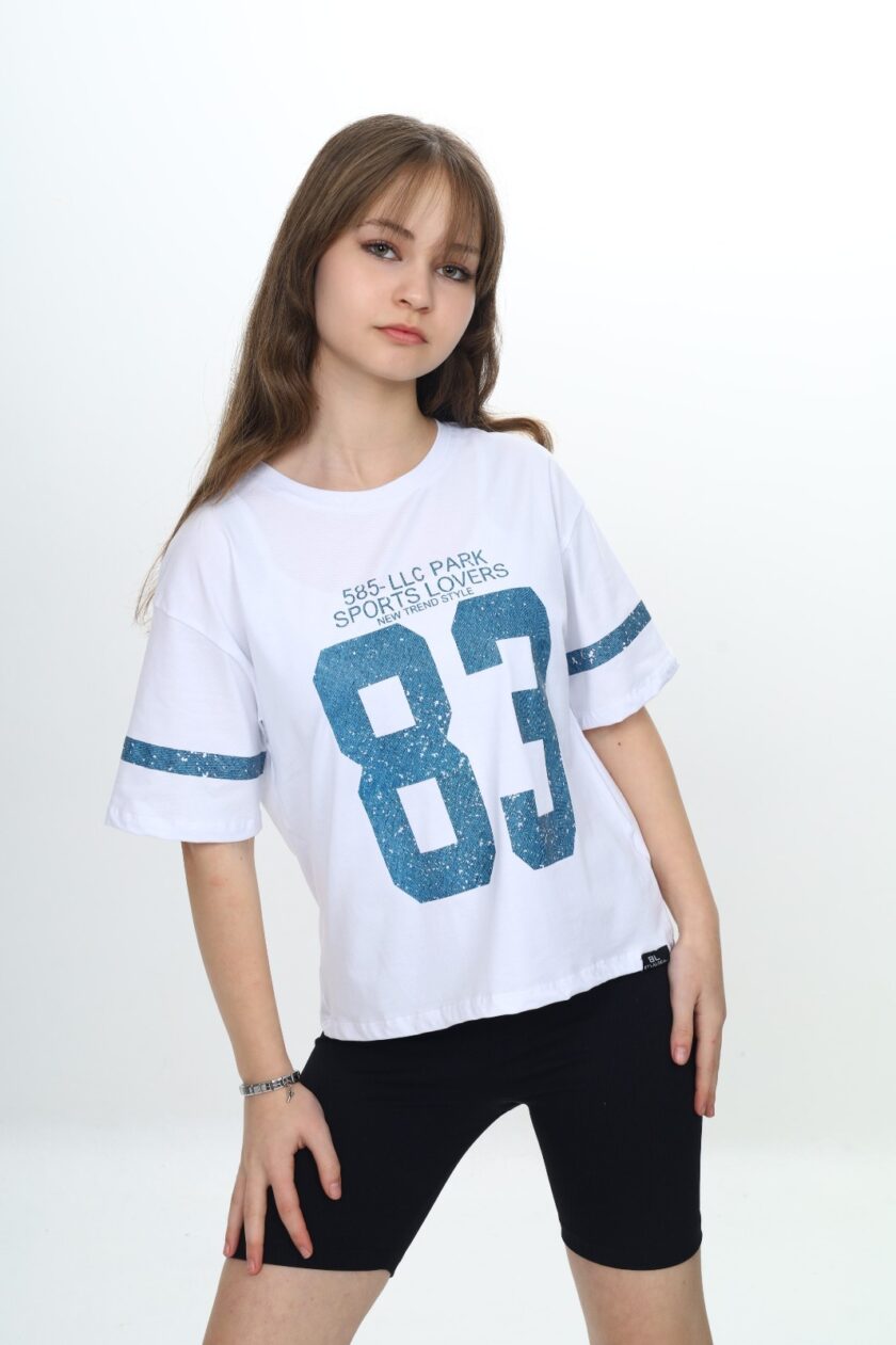 T-shirt dla dziewczynki z nadrukiem-9015