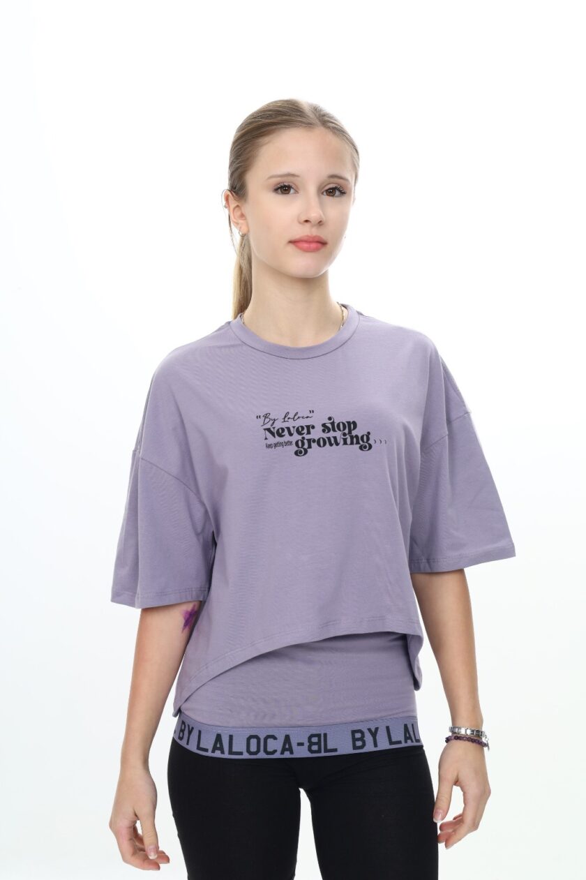 T-shirt dla dziewczynki dwa w jednym z topem-8993