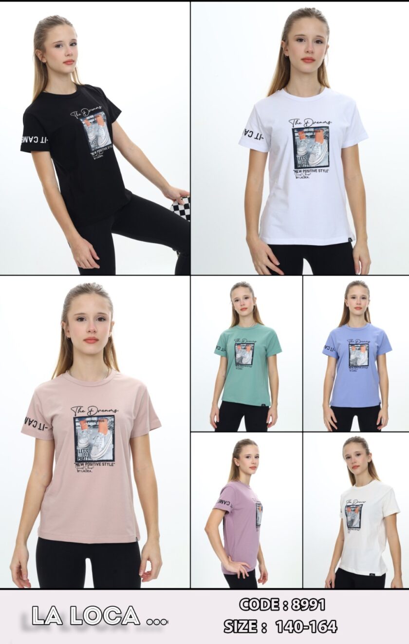 T-shirt dla dziewczynki z nadrukiem-8991 - obrazek 5